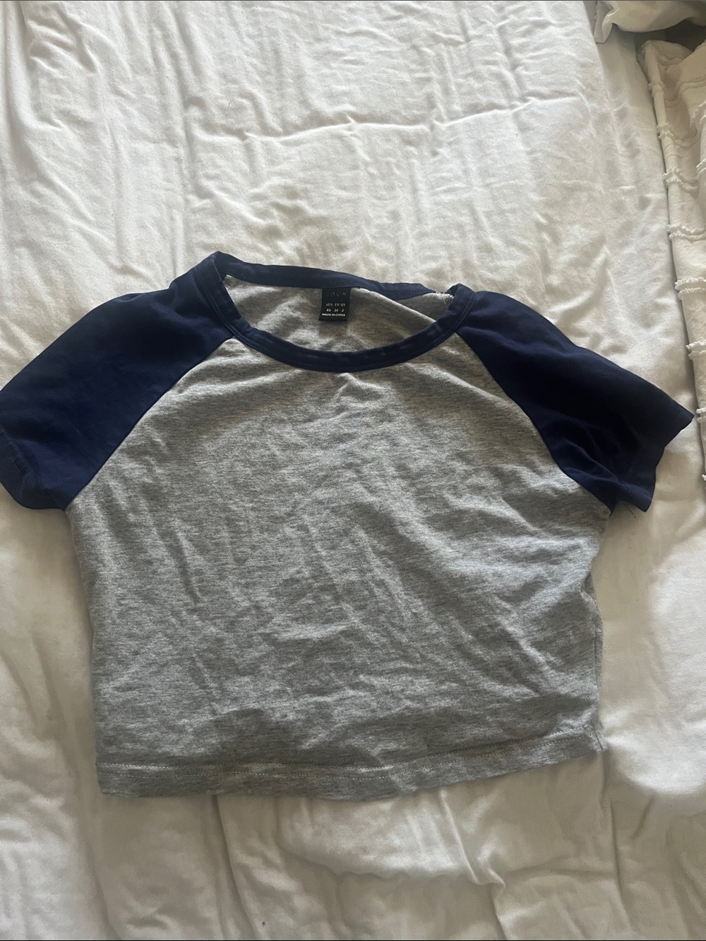 Grey and Navy Raglan Short Sleeve Tee